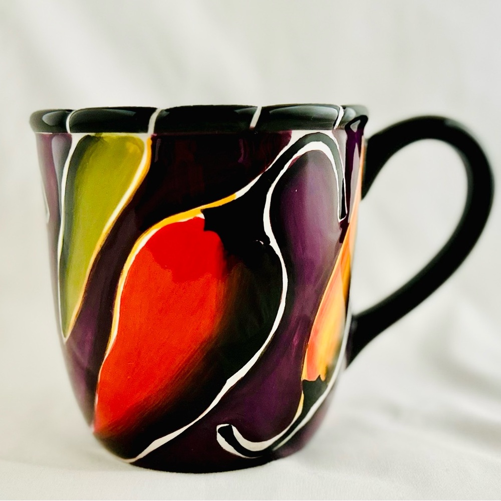 CLAY ART STONELIFE Pepper Large Coffee Mug “Cayenne” Vibrant Hot Peppers
